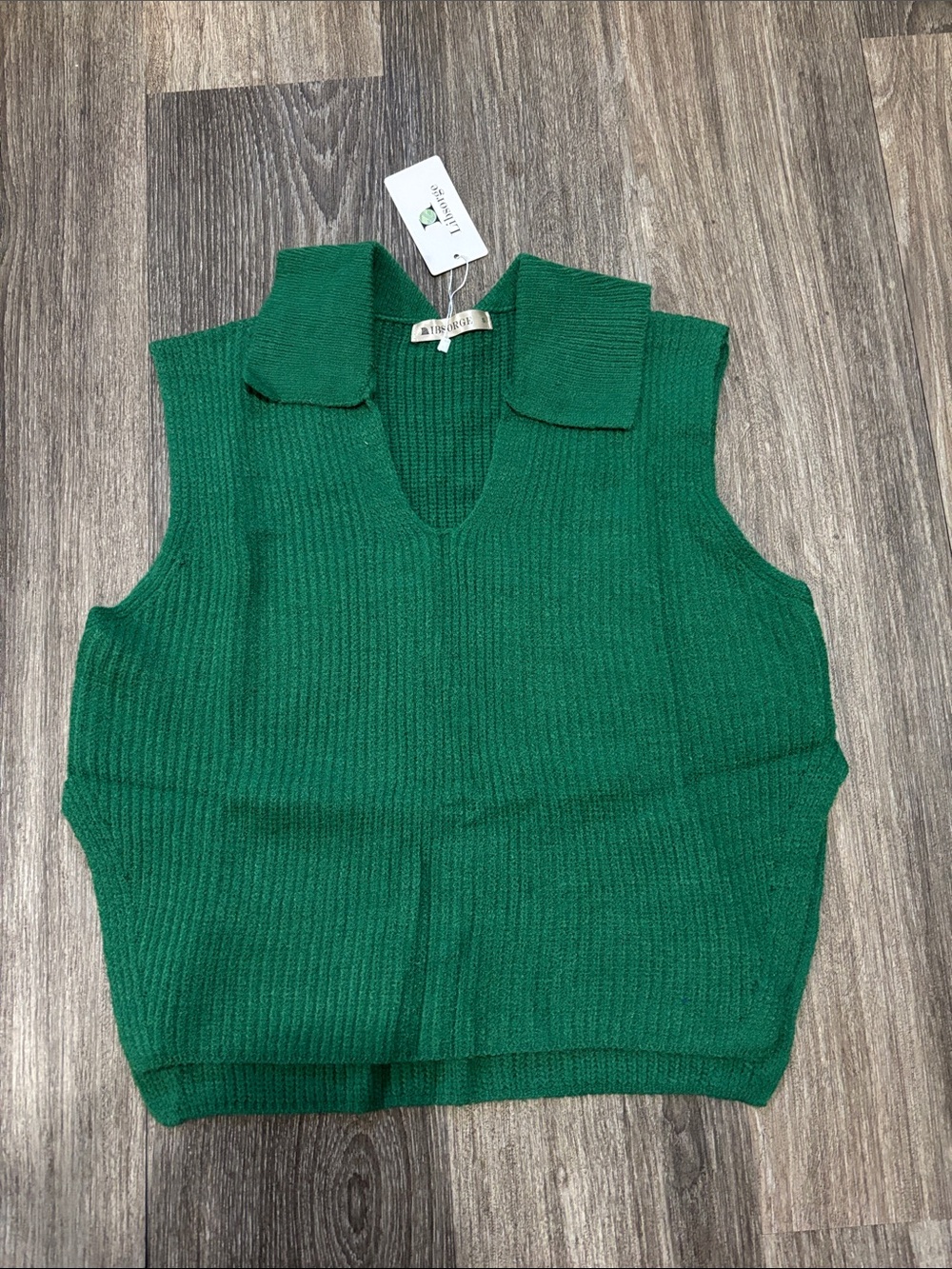 Green Sleeveless V-Neck Sweater Vest - Unbranded